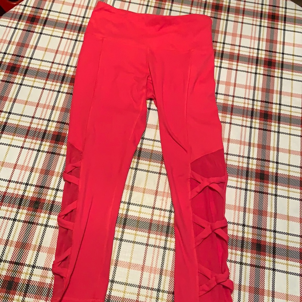 Yogalicious pink Leggings with Crisscross Detail